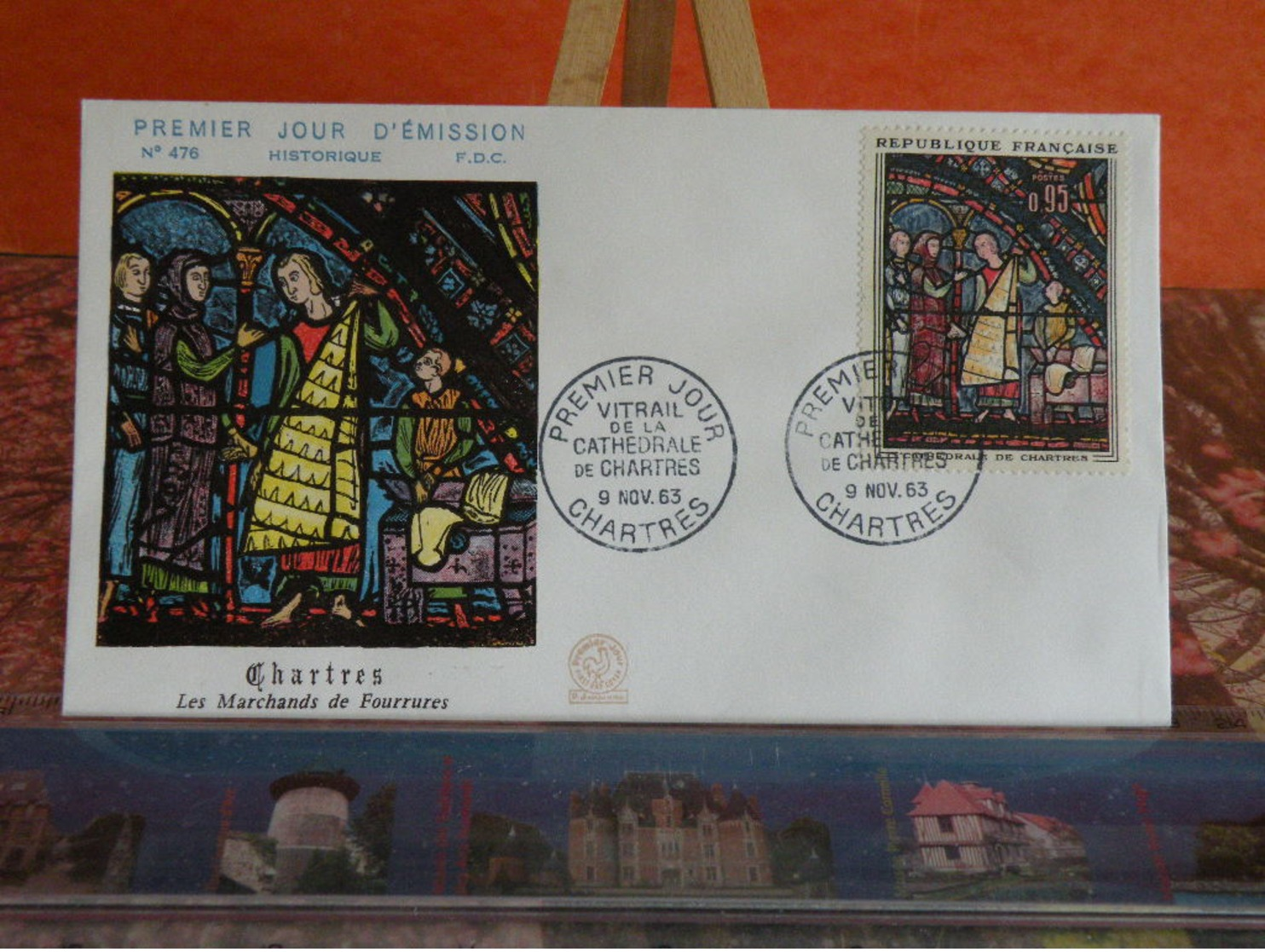 Vitrail De La Cathédrale,marchants De Fourrures - Chartres - 9.11.1963 FDC 1er Jour N°476 - Coté 18€ - 1960-1969