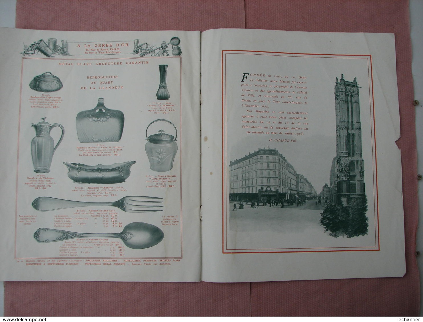 Maison de La Gerbe d'Or 1907 catalogue 20 pages 22X27 bijouterie, joallerie,horlogerie,bronzes, etc...