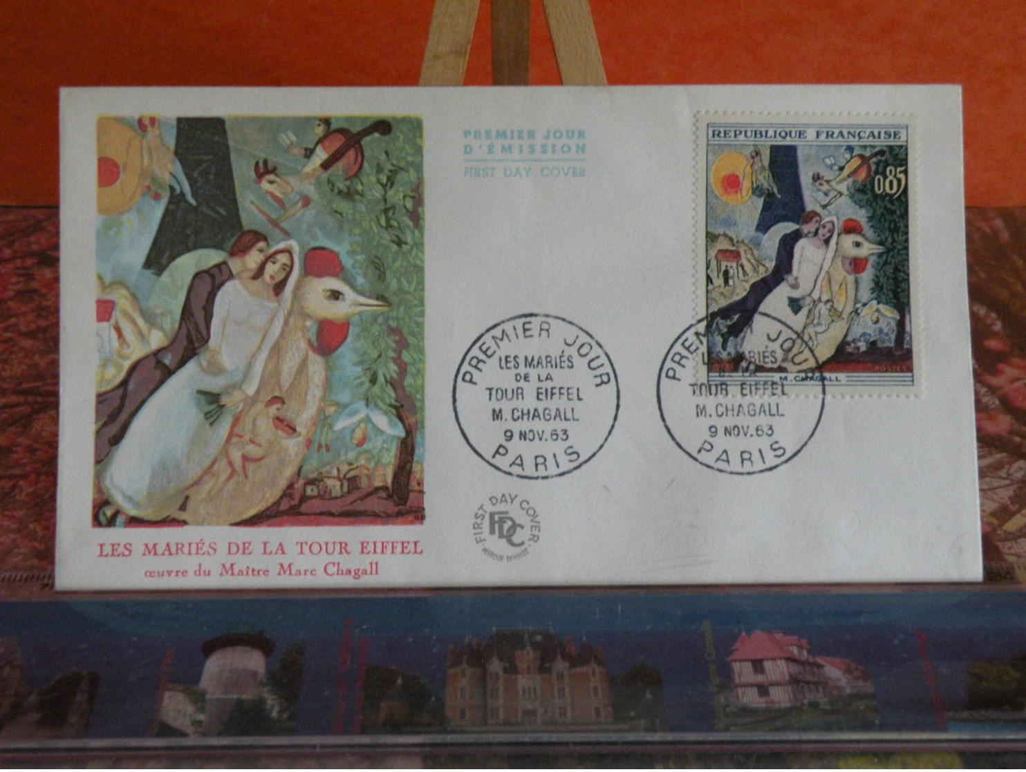 Les Mariés De La Tour Eiffel Marc Chagall - Paris - 9.11.1963 FDC 1er Jour - Coté 10€ - 1960-1969