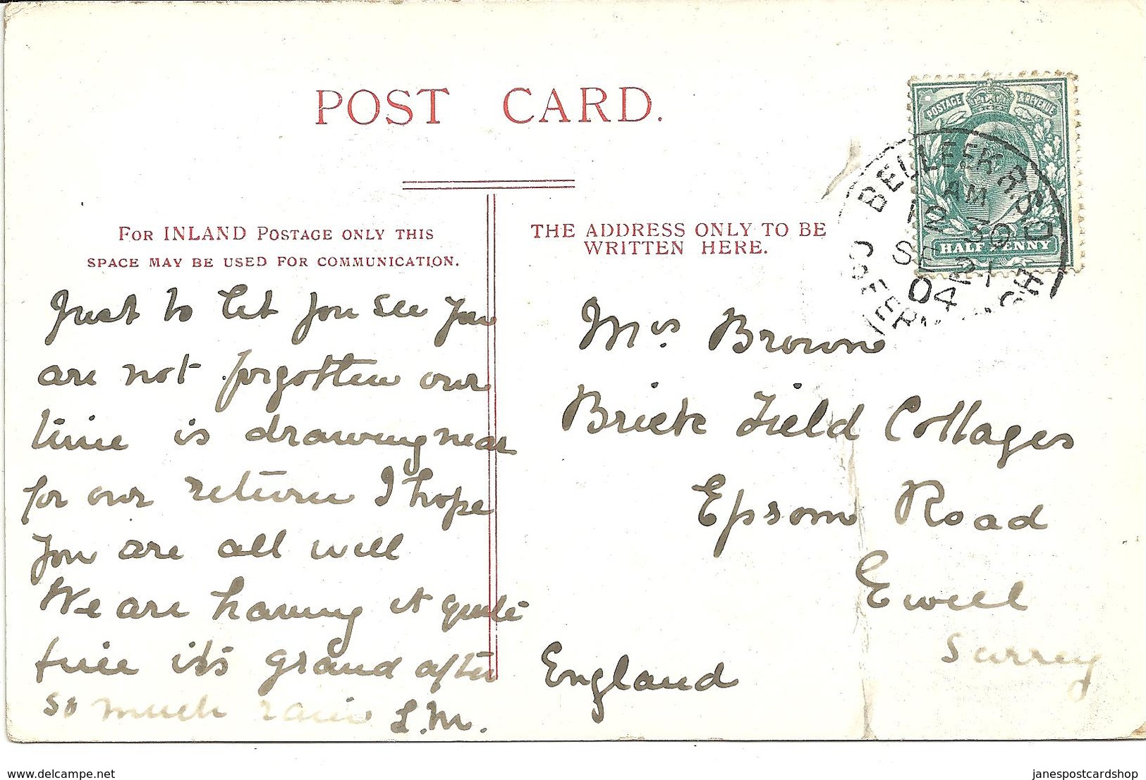 DONEGAL CASTLE COUNTY DONEGAL WITH BELLEEK R.S.O. CO. FERMANGH RAILWAY POSTMARK - Donegal