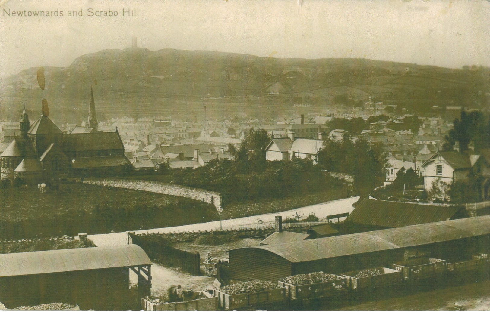 RP: NEWTOWNARDS , Northern Ireland, 1913 ; Scrabo Hill & Coal Train - Down