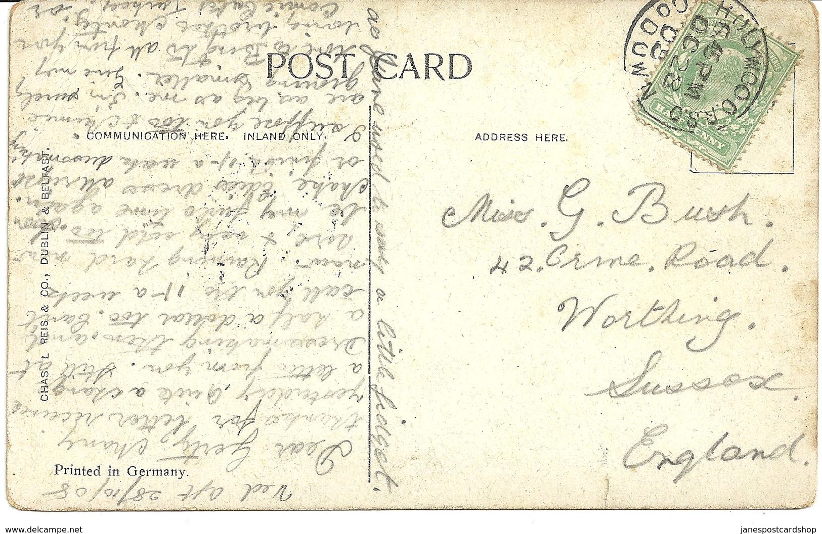 HIGH STREET BELFAST - NORTHERN IRELAND WITH HOLYWOOD R.S.O. COUNTY DOWN RAILWAY POSTMARK - Antrim