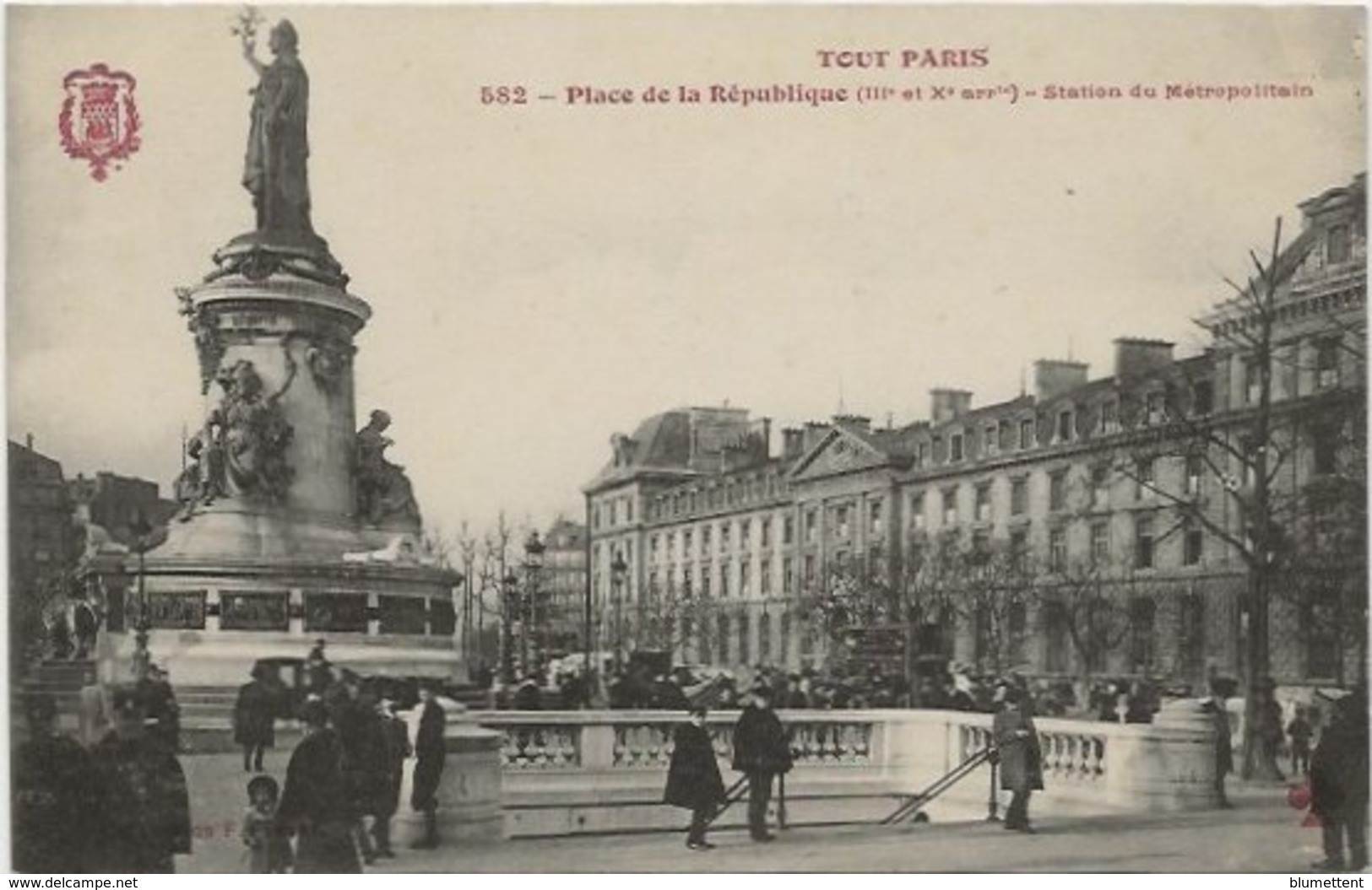 CPA - 582 TOUT PARIS - Station Du Métropolitain Place De La République (IIIème Et Xème) - Ed. FLEURY - Paris (03)