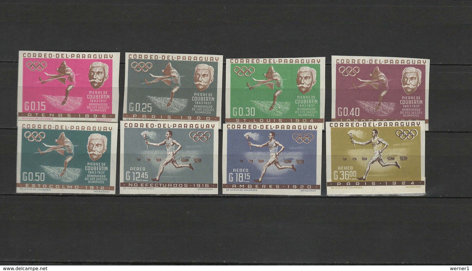 Paraguay 1963 Olympic Summergames Set Of 8 Imperf. MNH -scarce- - Summer 1964: Tokyo