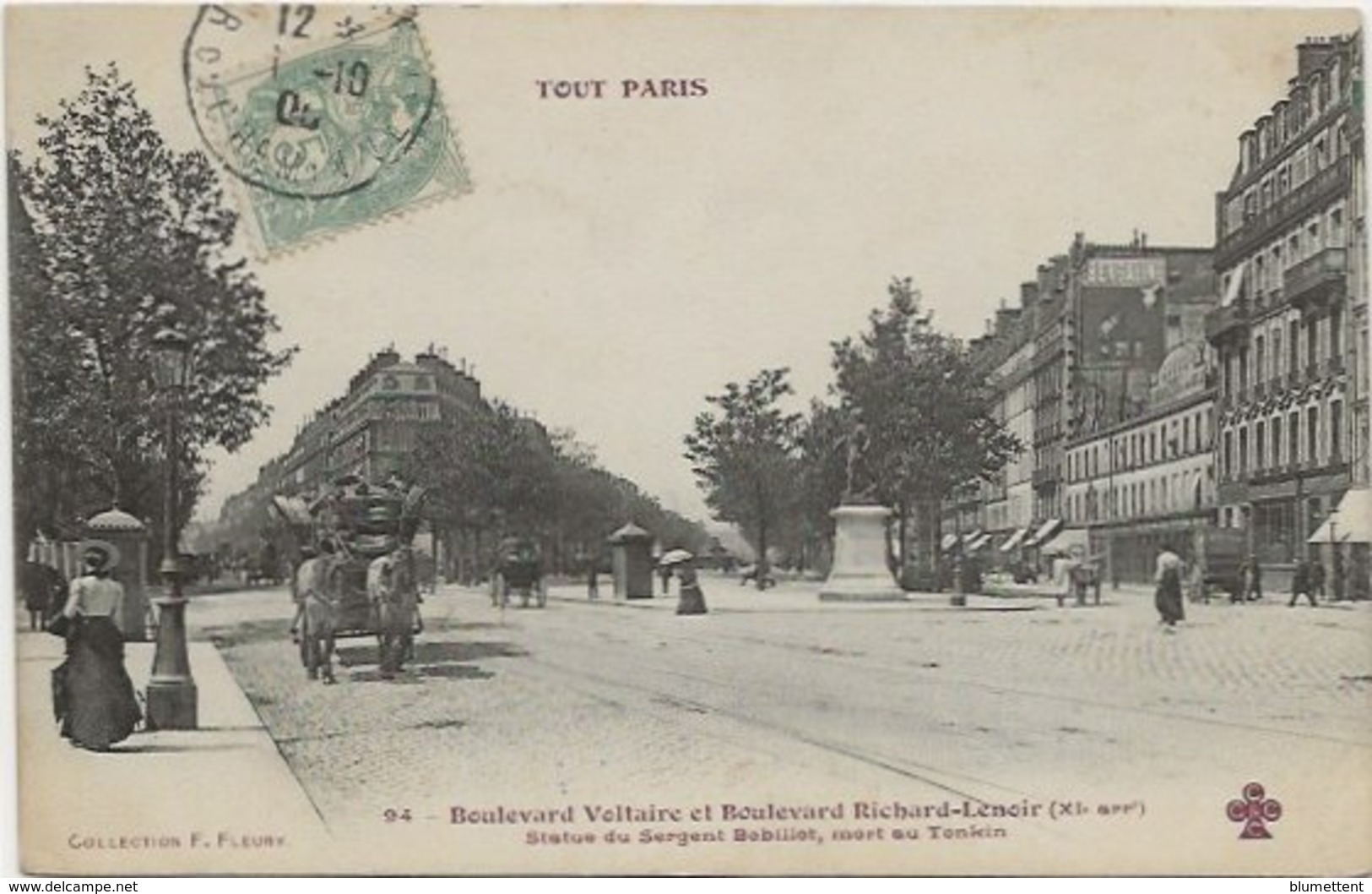 CPA 94 TOUT PARIS - Boulevards Voltaire Et Richard Lenoir Statue Du Sergent Bobillot Mort Au Tonkin Coll. FLEURY - District 11