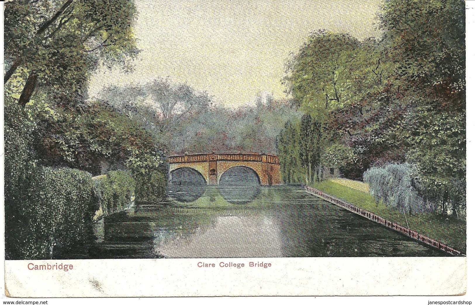 OSSETT R.S.O. YORKS RAILWAY POSTMARK ON CLARE COLLEGE BRIDGE - CAMBRIDGE POSTCARD - Marcophilie