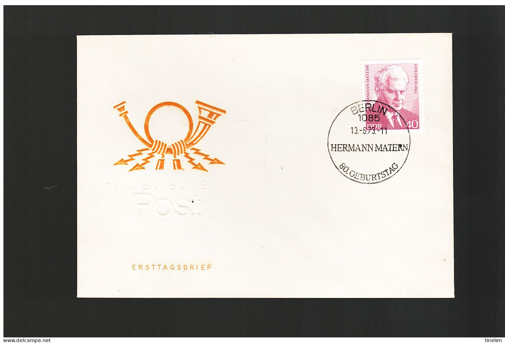 Germania Est-ddr 1973 Fdc HERMANN MATERN - 1971-1980