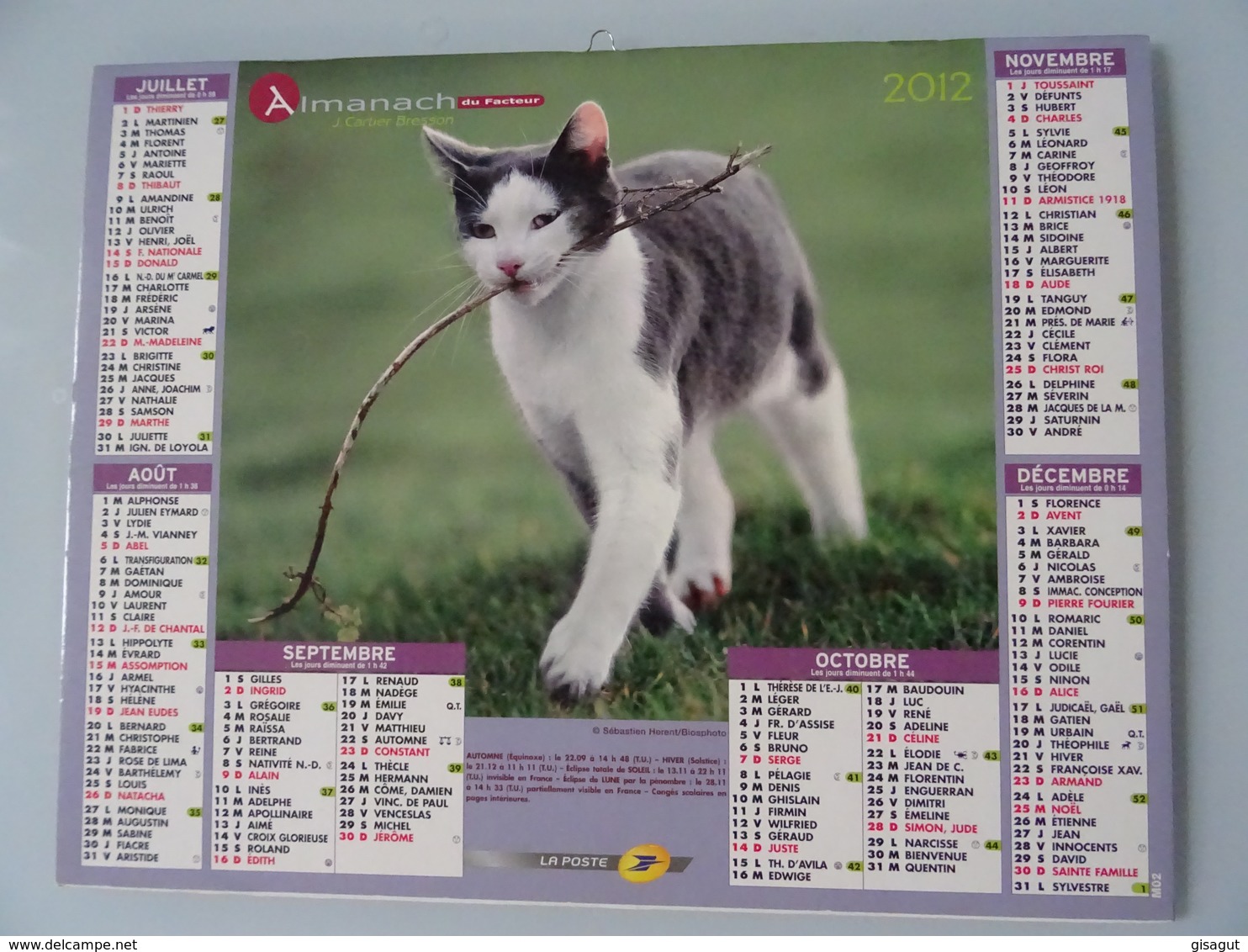 Almanach Du Facteur 2012 Recto  Chat Verso  Chat - Grand Format : 2001-...