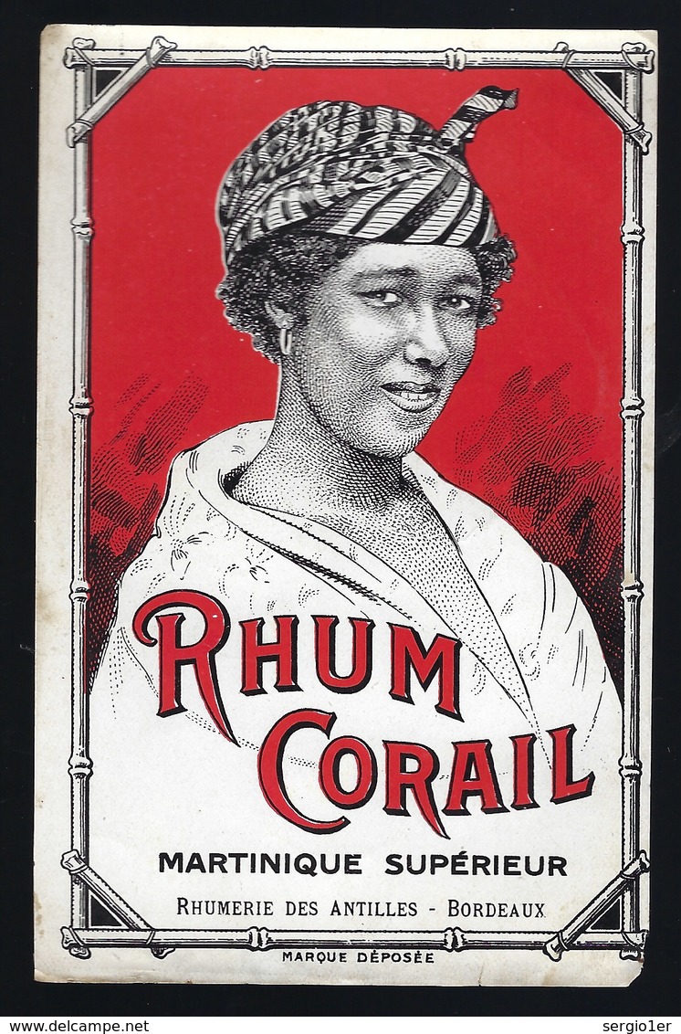 Ancienne Etiquette  Rhum Corail  Martinique Supérieur  Rhumerie Des Antilles Bordeaux "femme" - Rhum