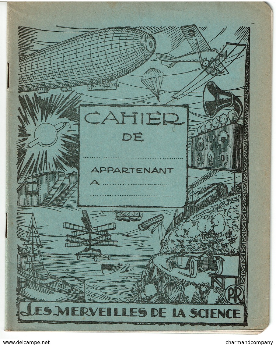 Ecole D'autrefois - Cahier D'écolier Ancien - Les Merveilles De La Science - Cinématographie Sous-marine - 3 Scans - Autres & Non Classés