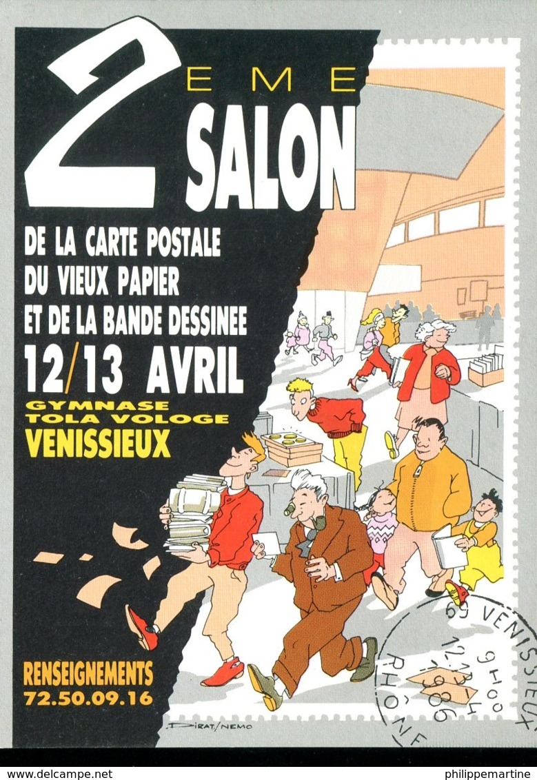 69 - Vénissieux : 2éme Salon De La Carte Postale...- 12/13 Avril 1986 - Dessin De Dirat/Nemo - Bourses & Salons De Collections