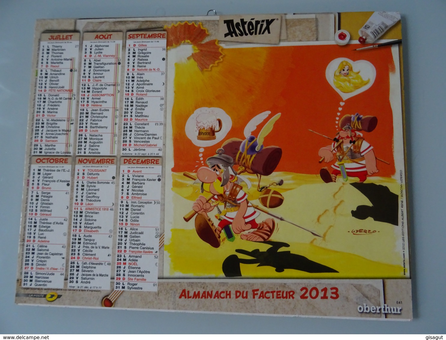 Almanach Du Facteur 2013   Recto   Asterix Attention Obelix      Verso  Asterix - Grand Format : 2001-...