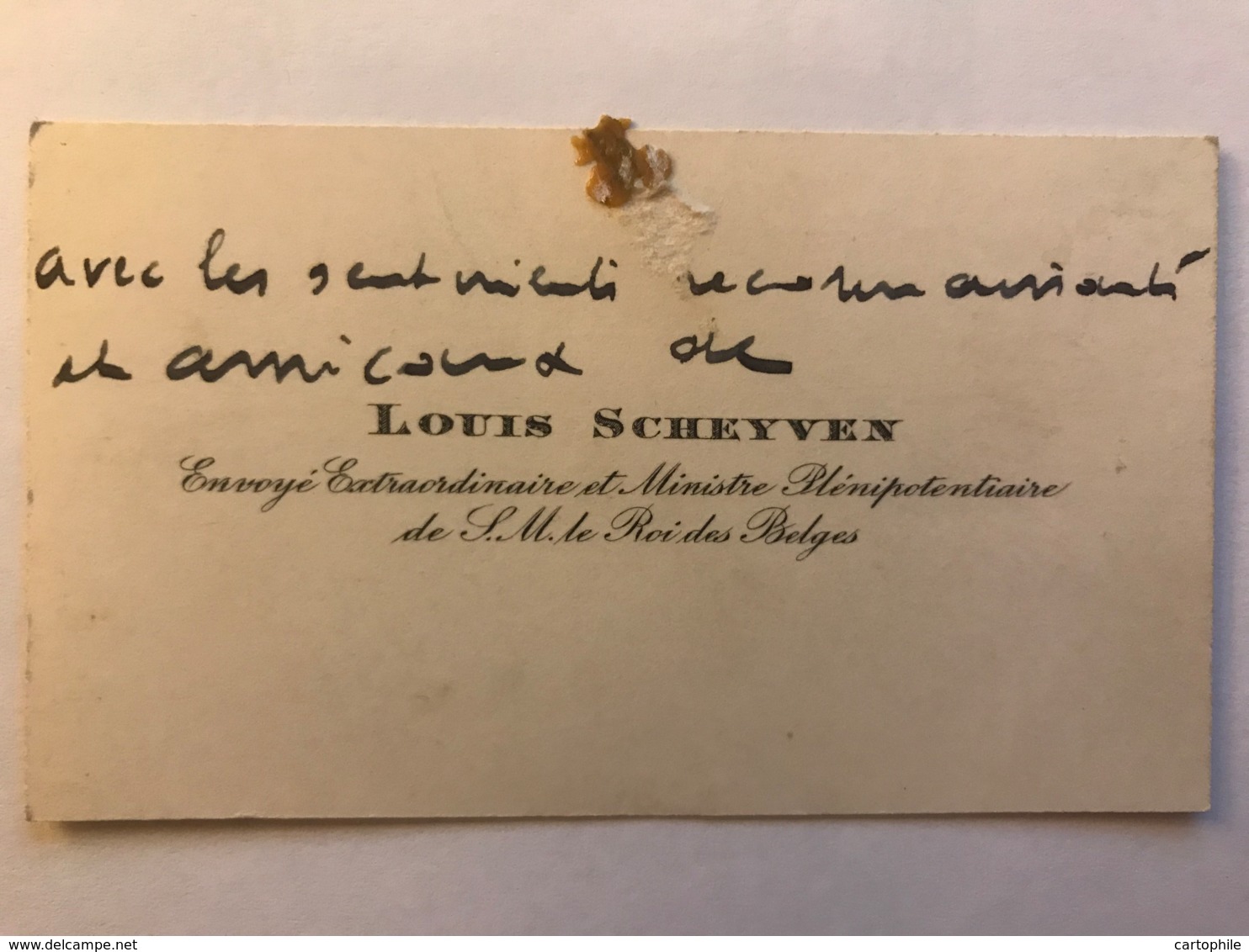 CDV De Louis Scheyven Ministre De Sa Majesté Le Roi Des Belges - Autographe - Cartes De Visite