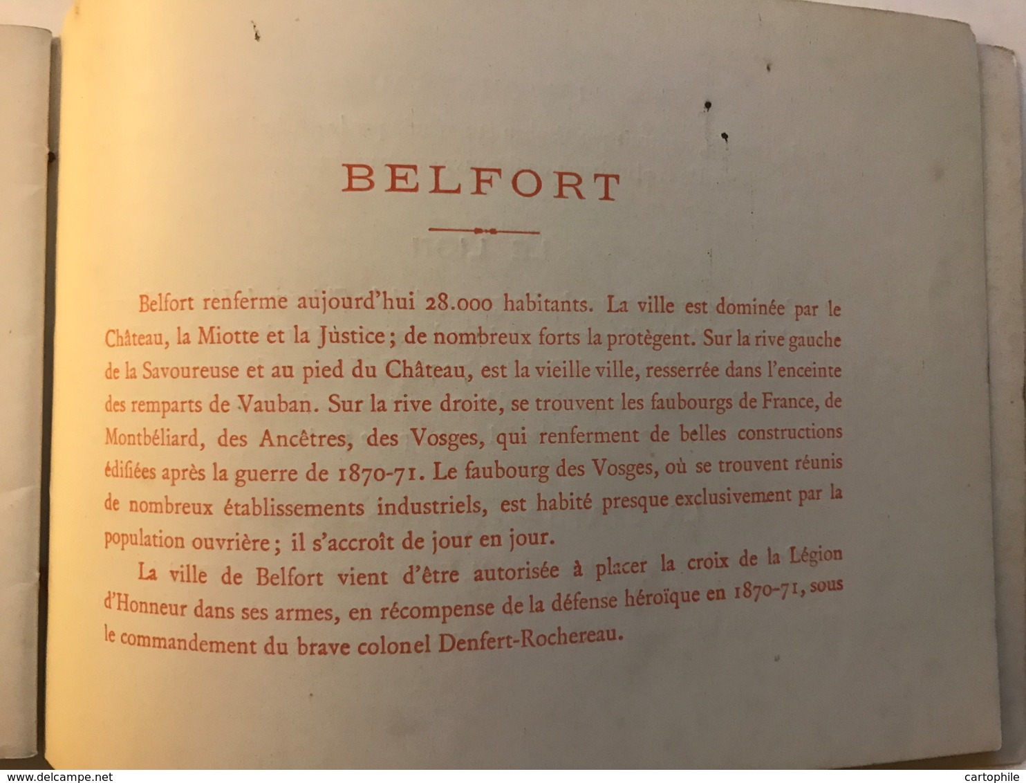 Dépliant Touristique Contenant 10 Photos De BELFORT Vers 1900 Avec Un Explicatif Historique à La Fin Du Fascicule - Rare - Tourism Brochures