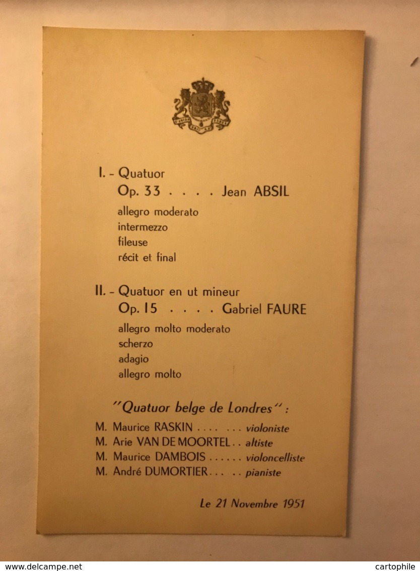 Recital De Harpe Donné Par Mireille Flour Du Conservatoire Royal De Bruxelles En 1951 Et 1953 Ambassade Armes Royales - Scores & Partitions