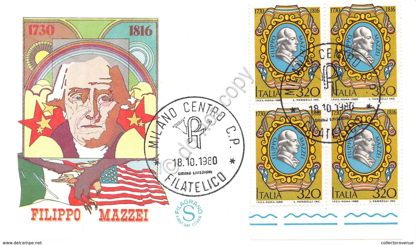 Italia 1980 - Filippo Mazzei - Quartina BF FDC Non Viaggiata - Non Classificati