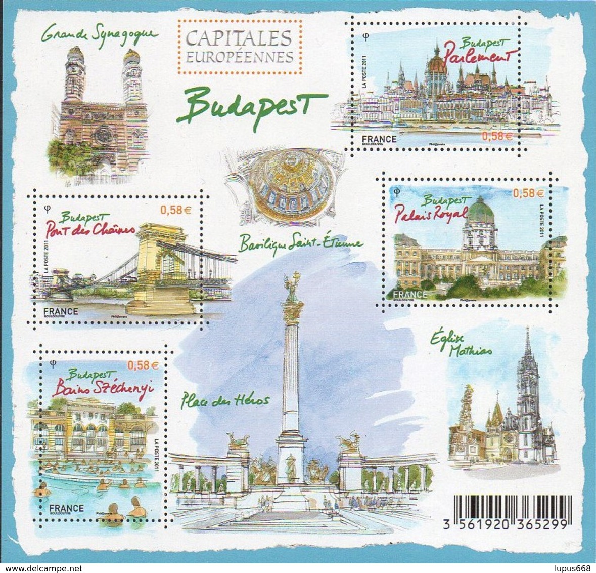 Frankreich 2011 MiNr. 5073/ 5076 Im Block 149  ** / Mnh ;  Europäische Hauptstädte: Budapest - Ungebraucht