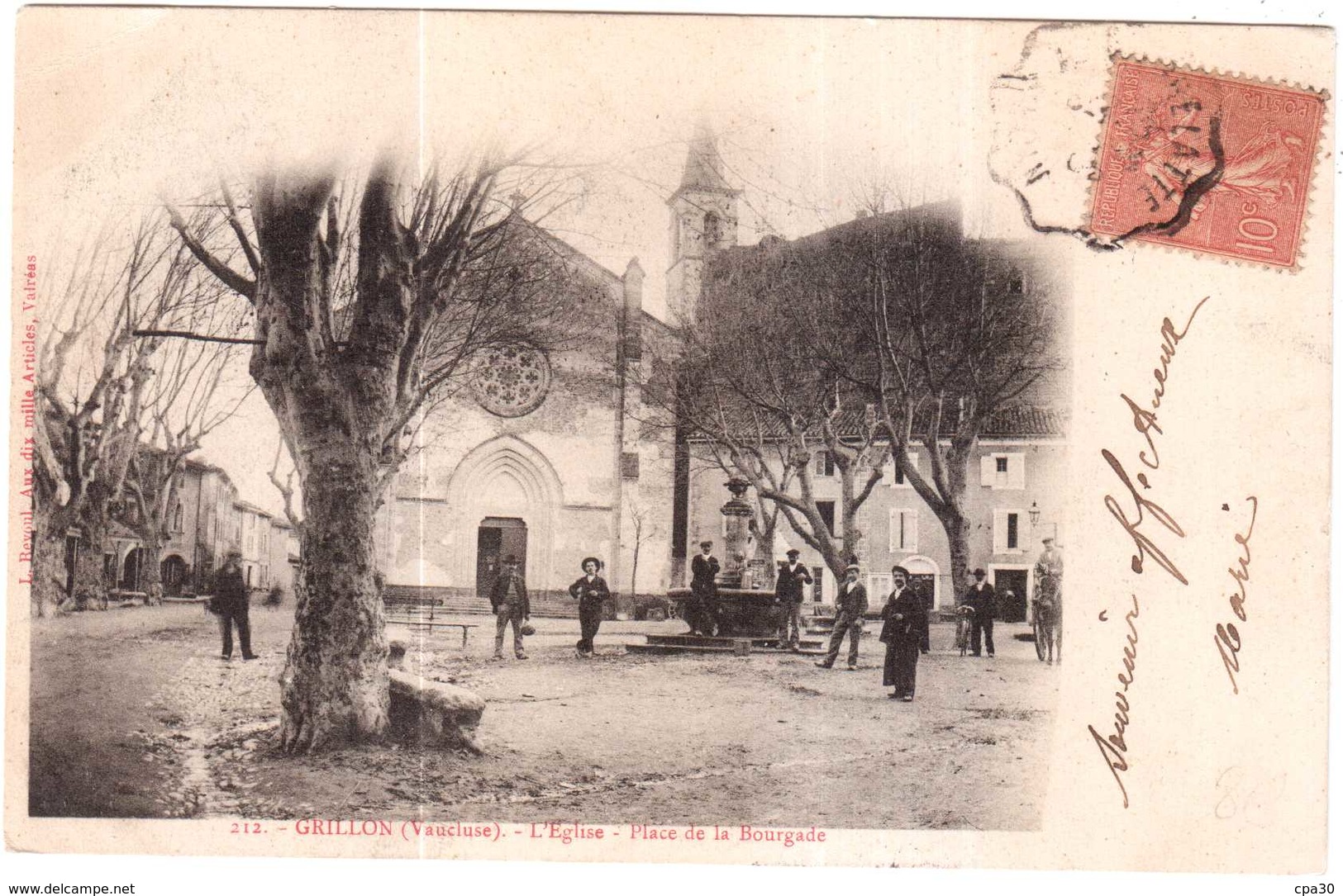 CPA VAUCLUSE.GRILLON.PLACE DE LA BOURGADE N°212 - Autres & Non Classés