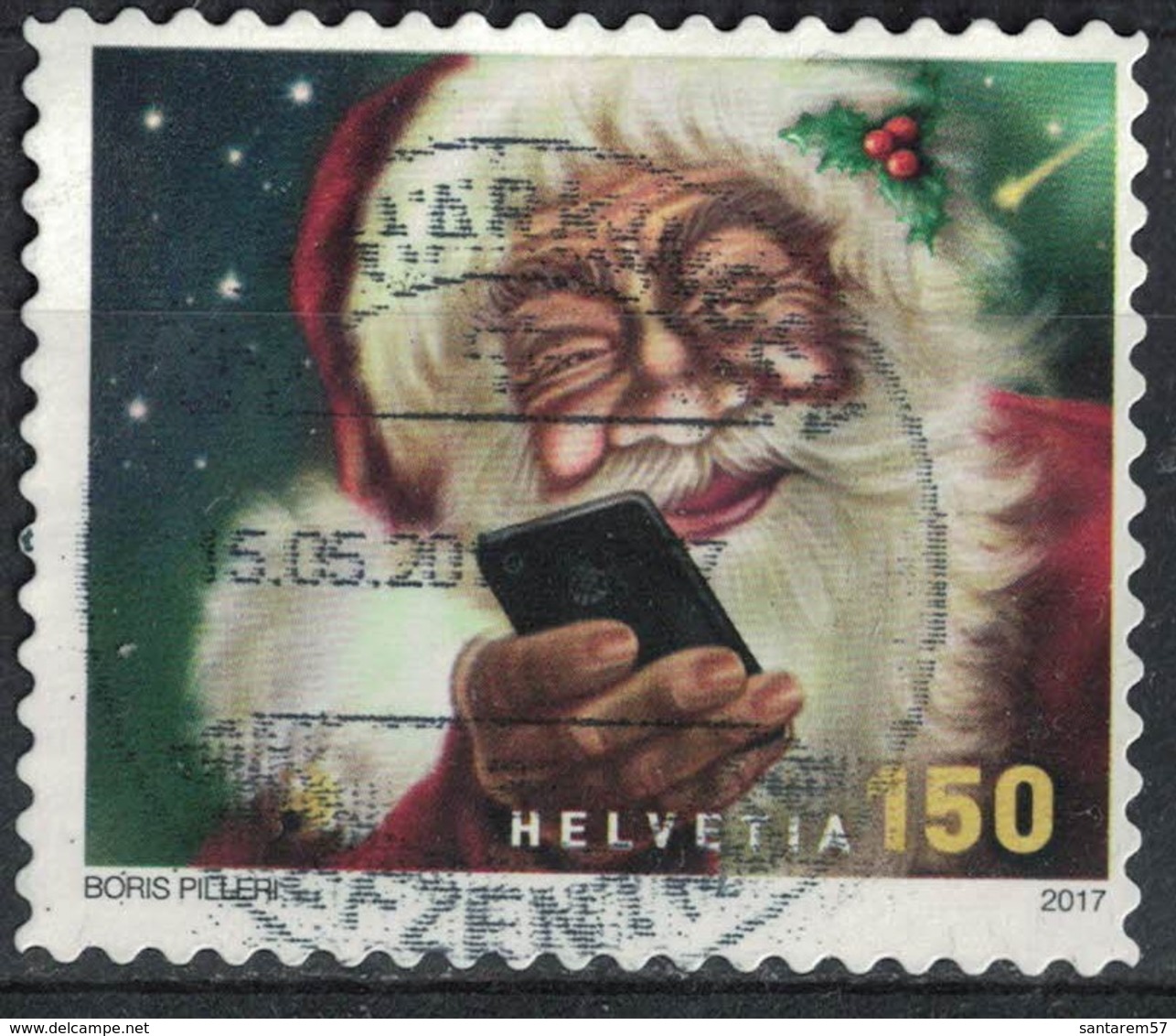 Suisse 2017 Oblitéré Used Santa Claus Père Noël Avec Smarthphone SU - Oblitérés
