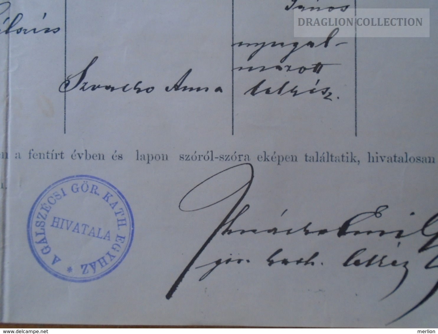 ZA172.1 Old Document - Slovakia  -  Gálszécs  Sečovce (Trebisov- Kosice)  -  1887 - Birth & Baptism