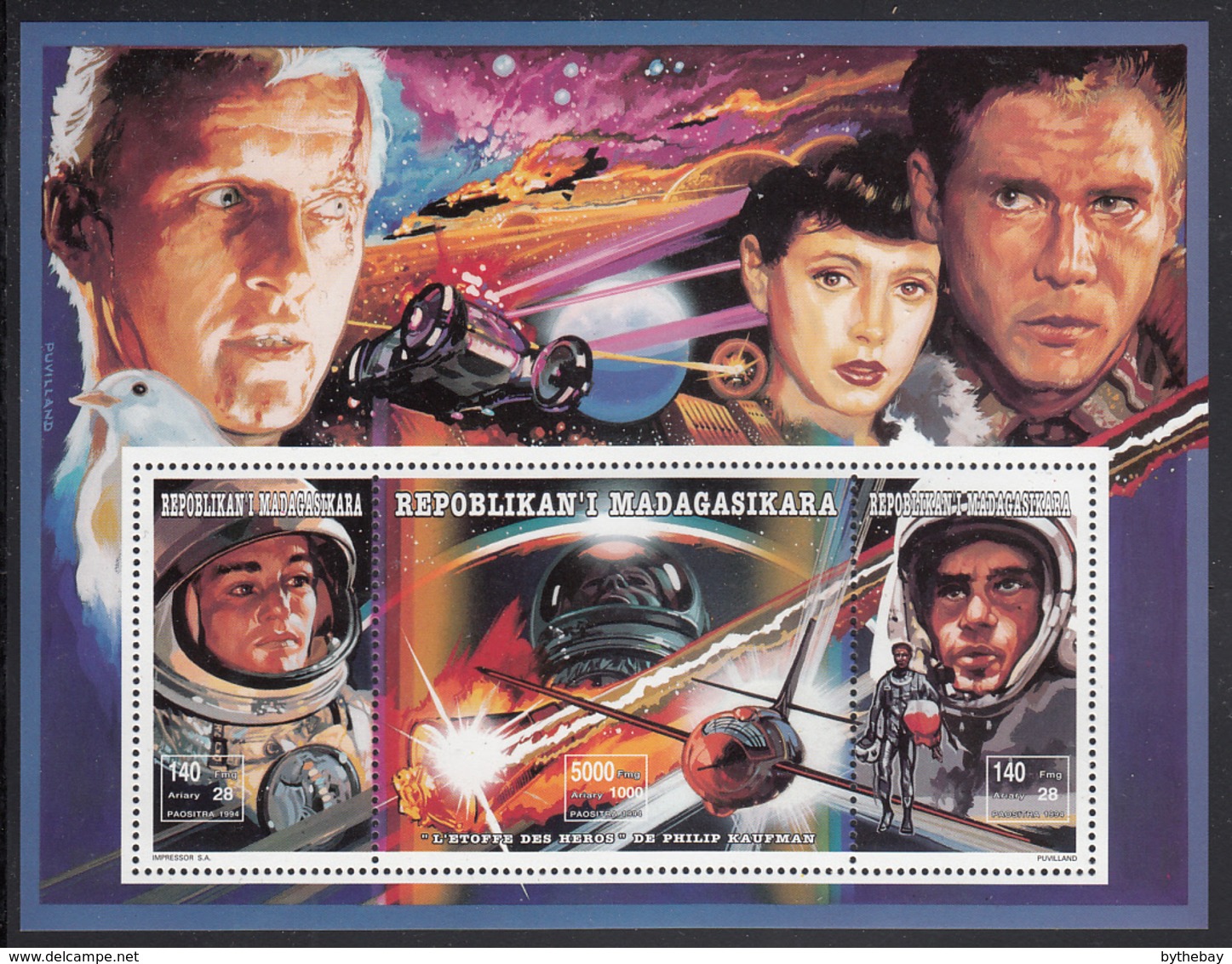 Madagascar 1994 MNH Sc #1245 Sheet Of 3 Astronauts, Blade Runner - Madagascar (1960-...)