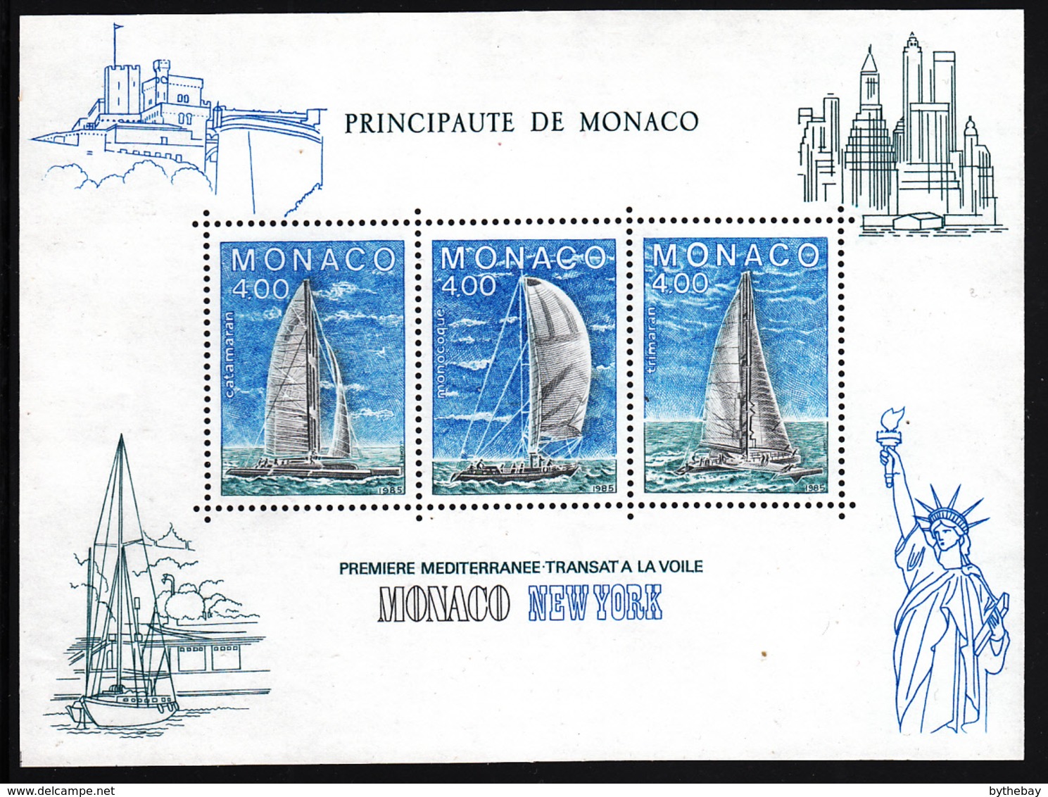 Monaco 1985 MNH Sc #1486 Monaco New York Transatlantic Yachting Race - Ongebruikt