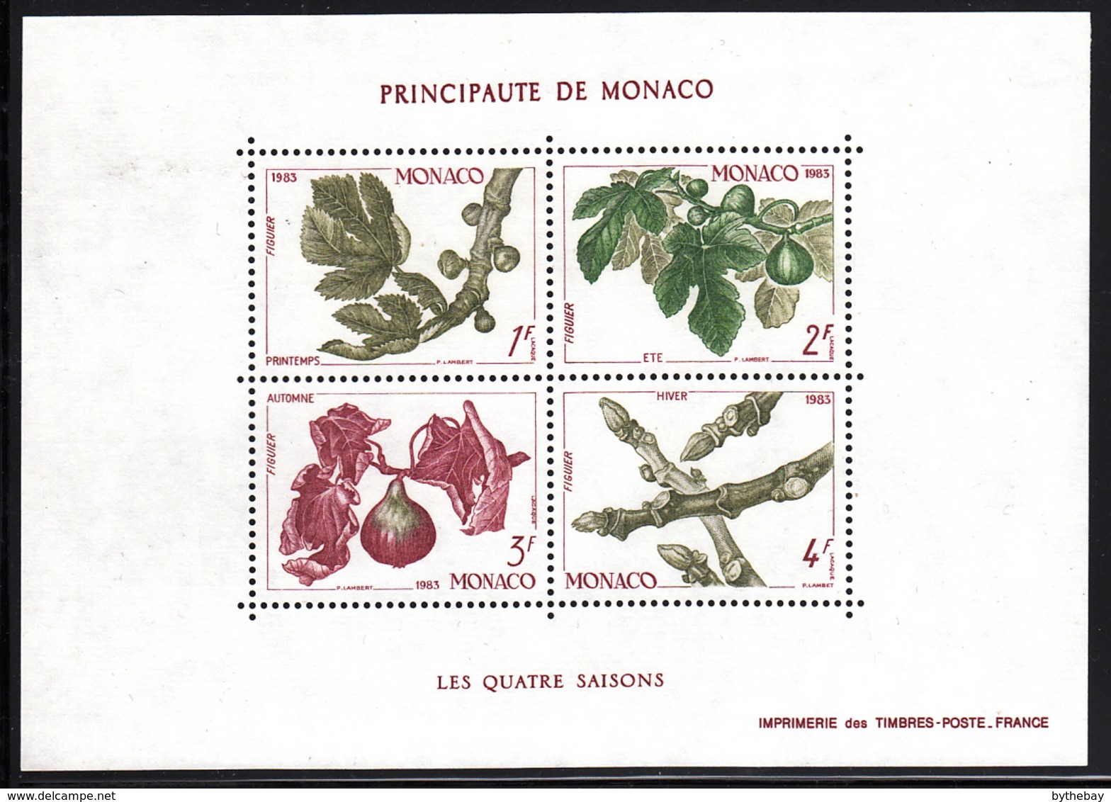 Monaco 1983 MNH Sc #1376 Fig Branch In Four Seasons - Unused Stamps