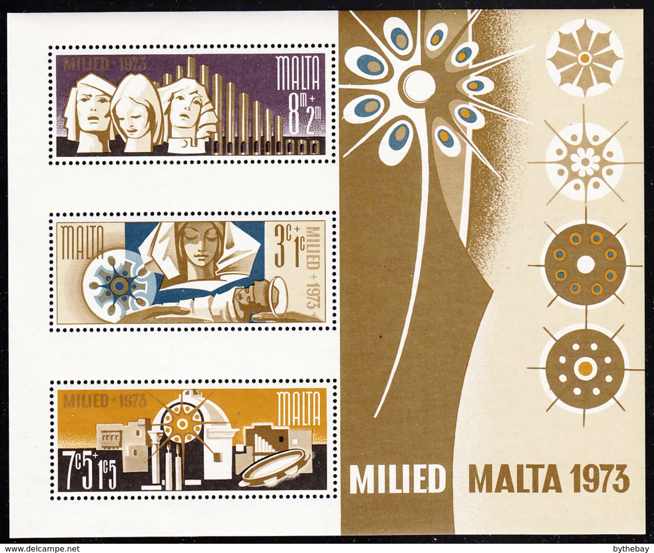 Malta 1973 MNH Sc #B15a Singers, Organ, Virgin And Child, Star, Tambourine, Candles Christmas - Malte