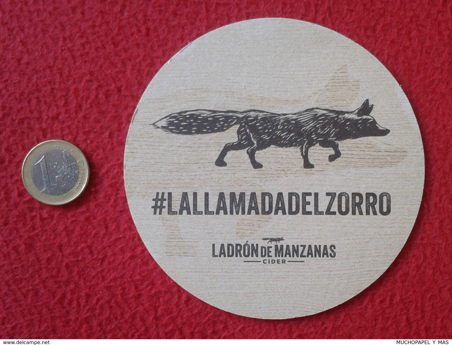 SPAIN POSAVASOS RARE COASTER MAT CIDER SIDRA LADRÓN DE MANZANAS IMAGEN ANIMAL ZORRO ? FOX ? LOBO ? WOLF ? BEBIDA VER FOT - Portavasos