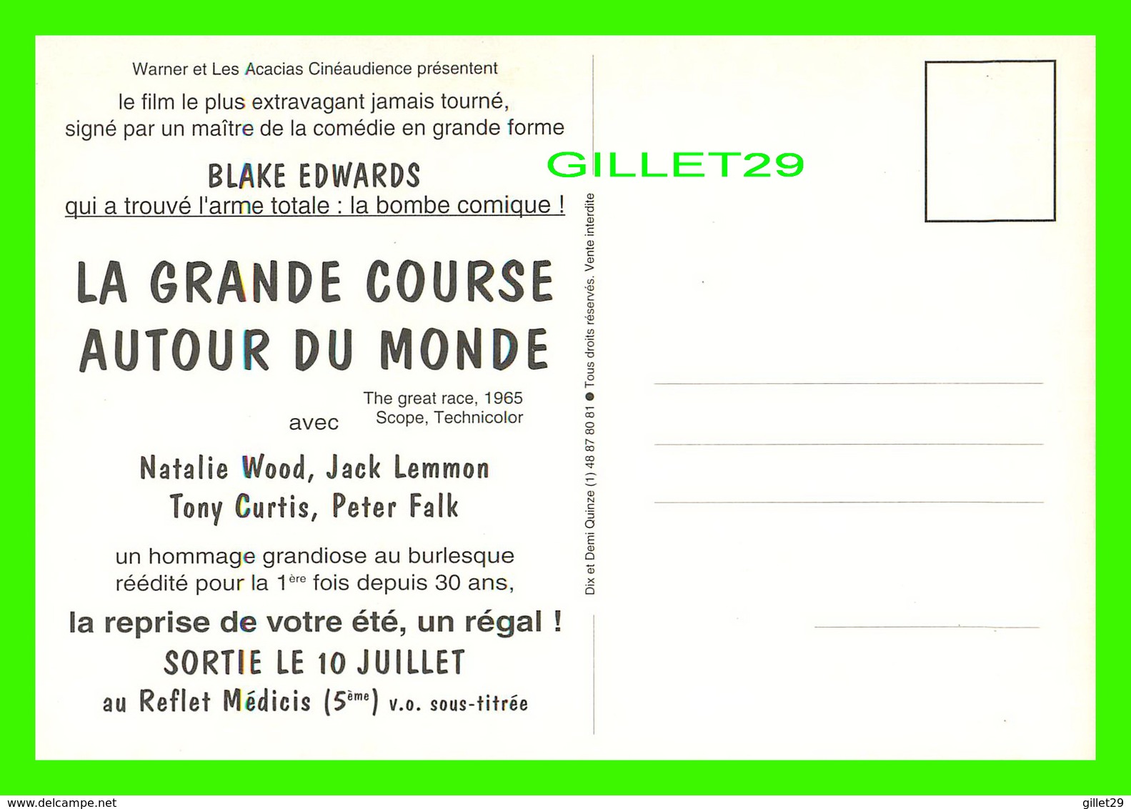 AFFICHES DE FILM - LA GRANDE COURSE AUTOUR DU MONDE DE BLAKE EDWARDS, 1996 -  JACK LEMMON, TONY CIURTIS, NATALIE WOOD - - Séries TV