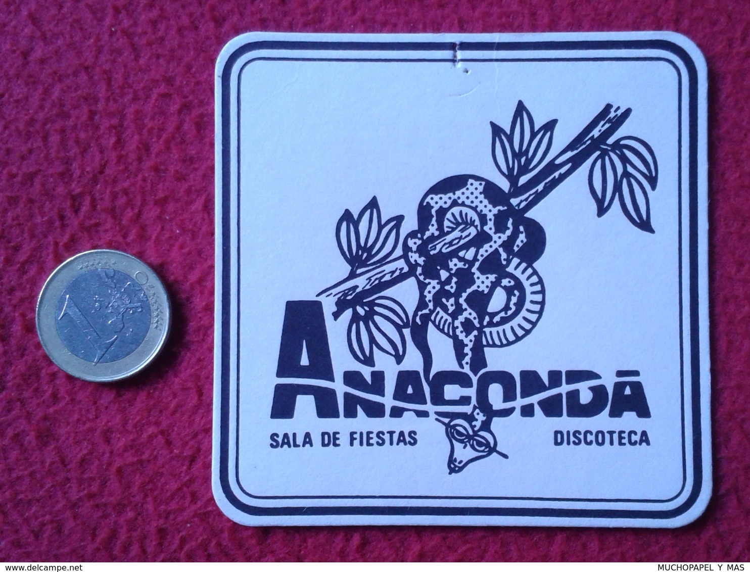 SPAIN ? POSAVASOS RARE COASTER MAT ANACONDA SALA DE FIESTAS DISCOTECA DISCO BOITE IMAGEN ANIMAL SERPIENTE SNAKE VER FOTO - Portavasos