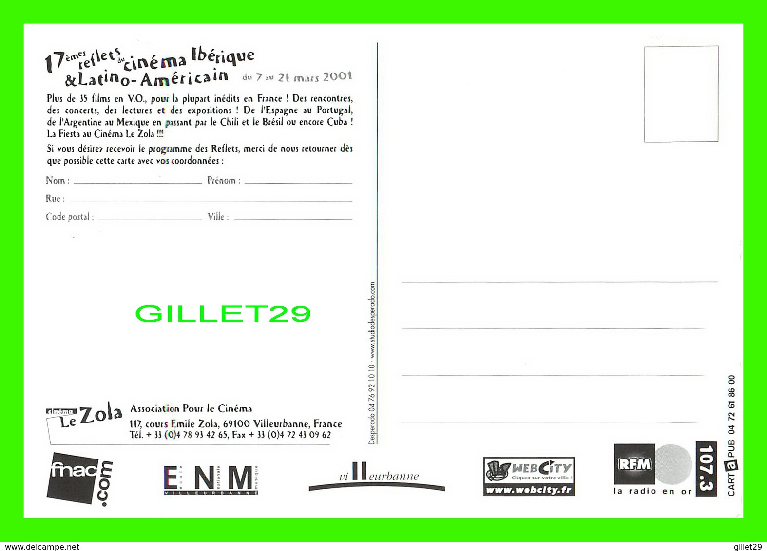 AFFICHES DE FILM - 17e REFLETS DU CINÉMA IBÉRIQUE & LATINO-AMERICAIN 2001 - CINÉMA LE ZOLA, VILLEURBANNE (69) - - Séries TV