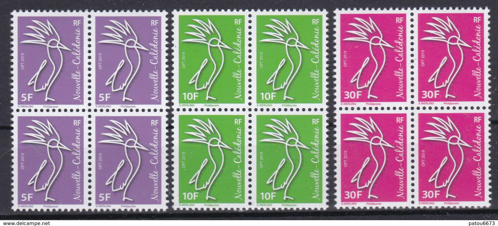 New Caledonia 2019 New Issue Cagou Werling Gummed Stamps MNH** X 4 - Ongebruikt