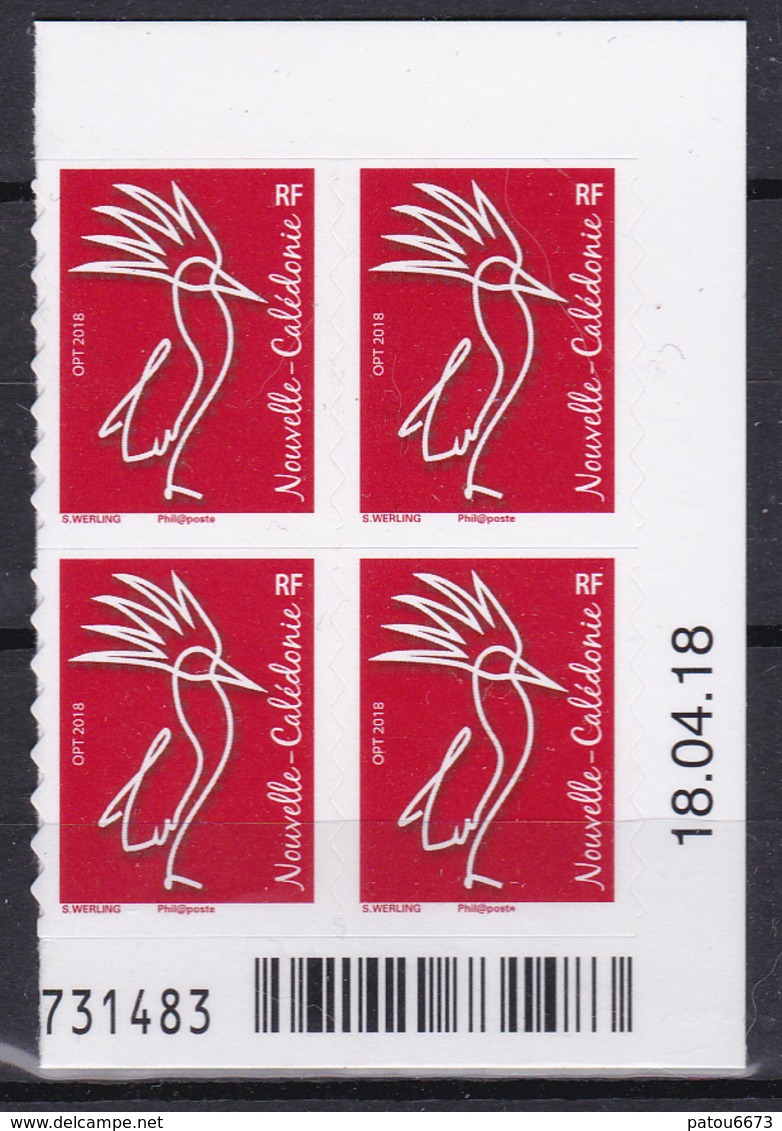 Nouvelle Calédonie New Caledonia 2018 Cagou Werling Rouge Adhesif Bloc Avec Date MNH** - Neufs