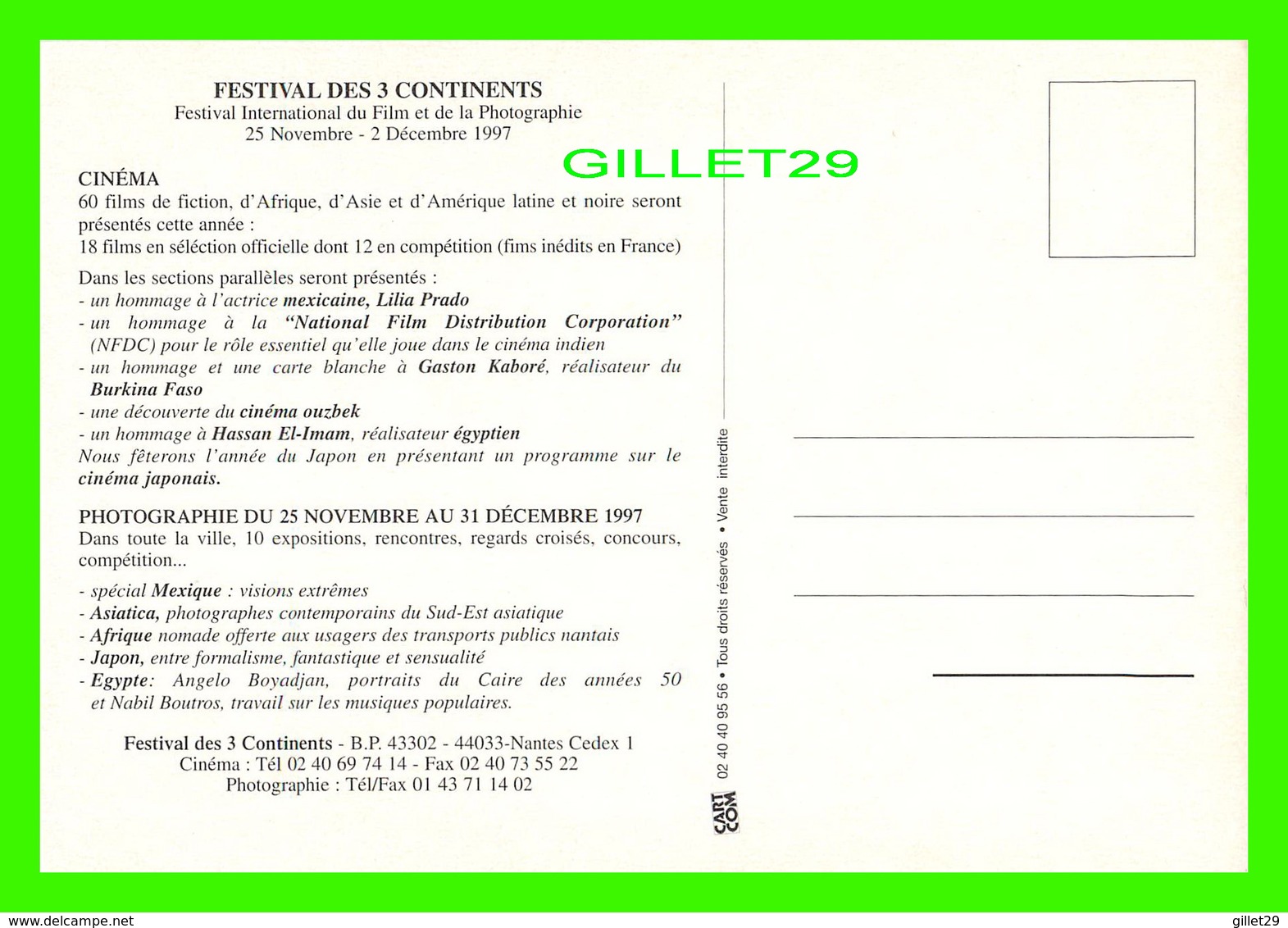 AFFICHES DE FILM -  19e FESTIVAL DES 3 CONTINENTS, NANTES (44) EN 1997 - - Séries TV