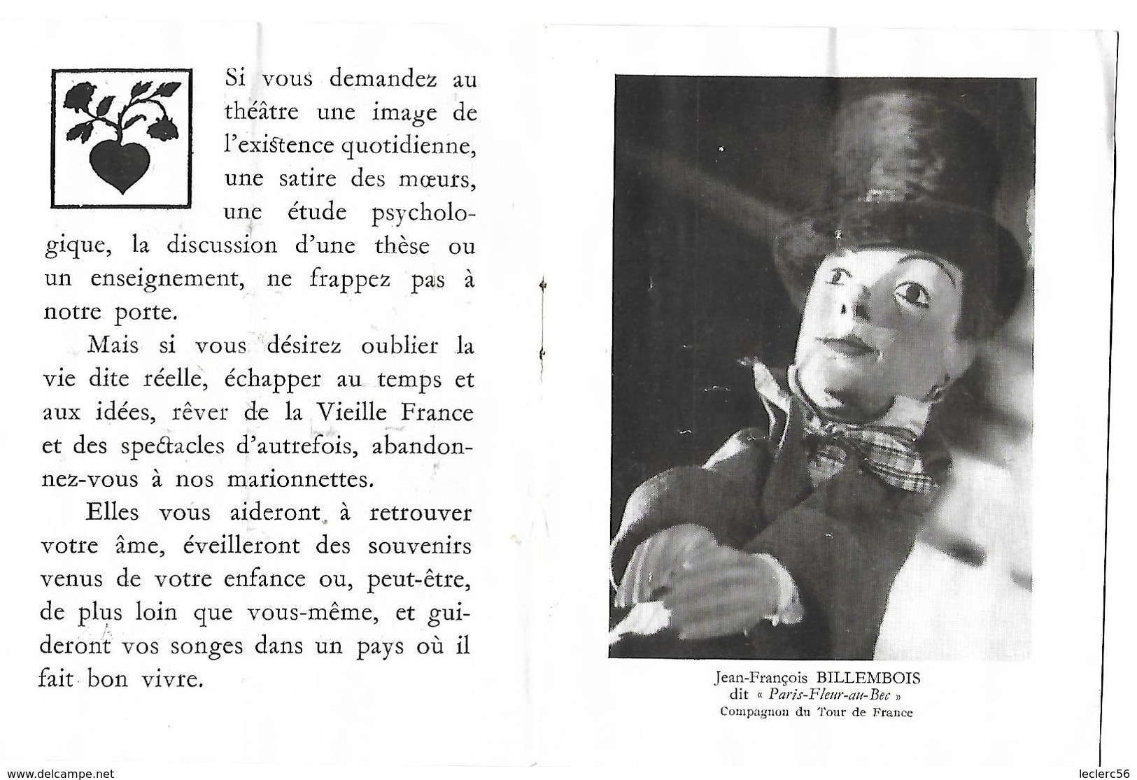 THEME GUIGNOL MARIONNETTES PROGRAMME SPECTACLE JUIN 1944  A PARIS 4 SCANS - Programmes