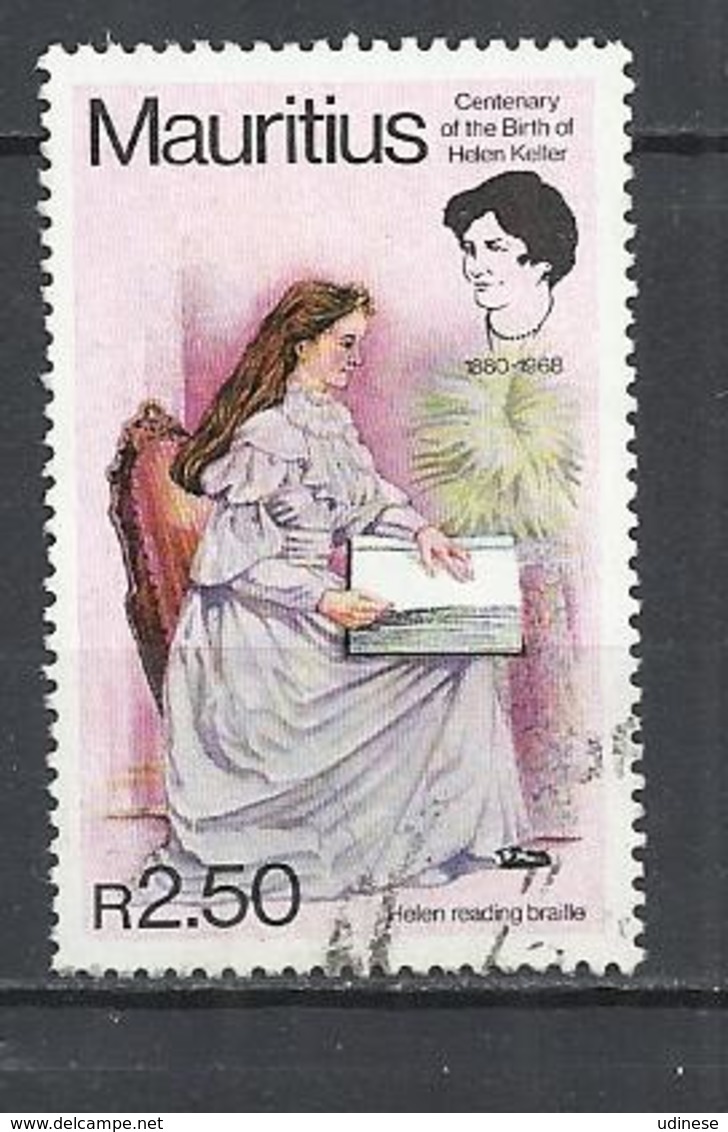 MAURITIUS 1990 - HELEN KELLER, WRITER -  USED OBLITERE GESTEMPELT USADO - Maurice (1968-...)