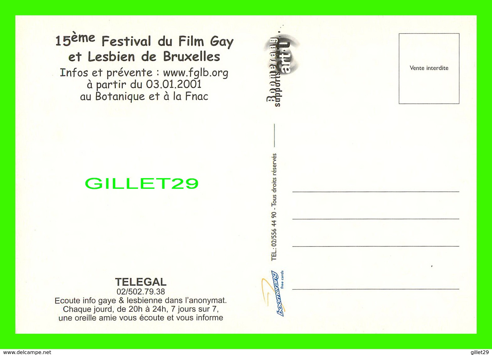 AFFICHES DE FILM - 15e FESTIVAL DU FILM GAY ET LESBIEN DE BRUXELLES, BELGIQUE EN 2001 - - Series De Televisión