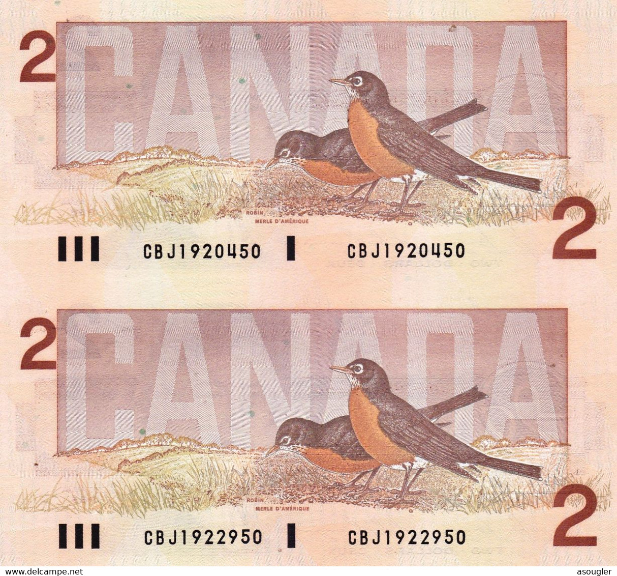 CANADA 2 X 2 DOLLARS 1986 PAIR OF UNCUT OFFICIAL FOLDER P-94c "free Shipping Via Registered Air Mail" - Canada