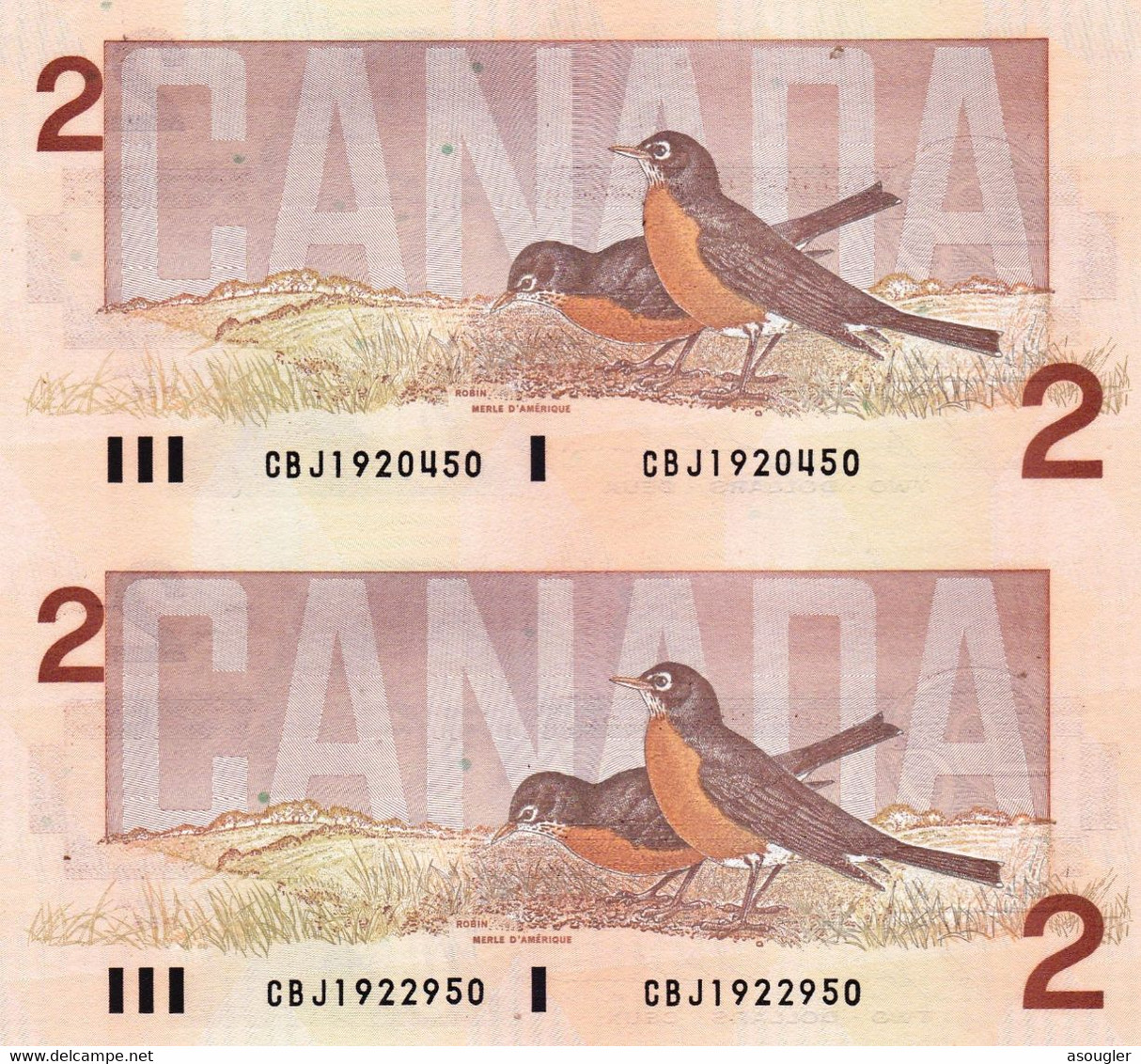 CANADA 2 X 2 DOLLARS 1986 PAIR OF UNCUT OFFICIAL FOLDER P-94c "free Shipping Via Registered Air Mail" - Kanada