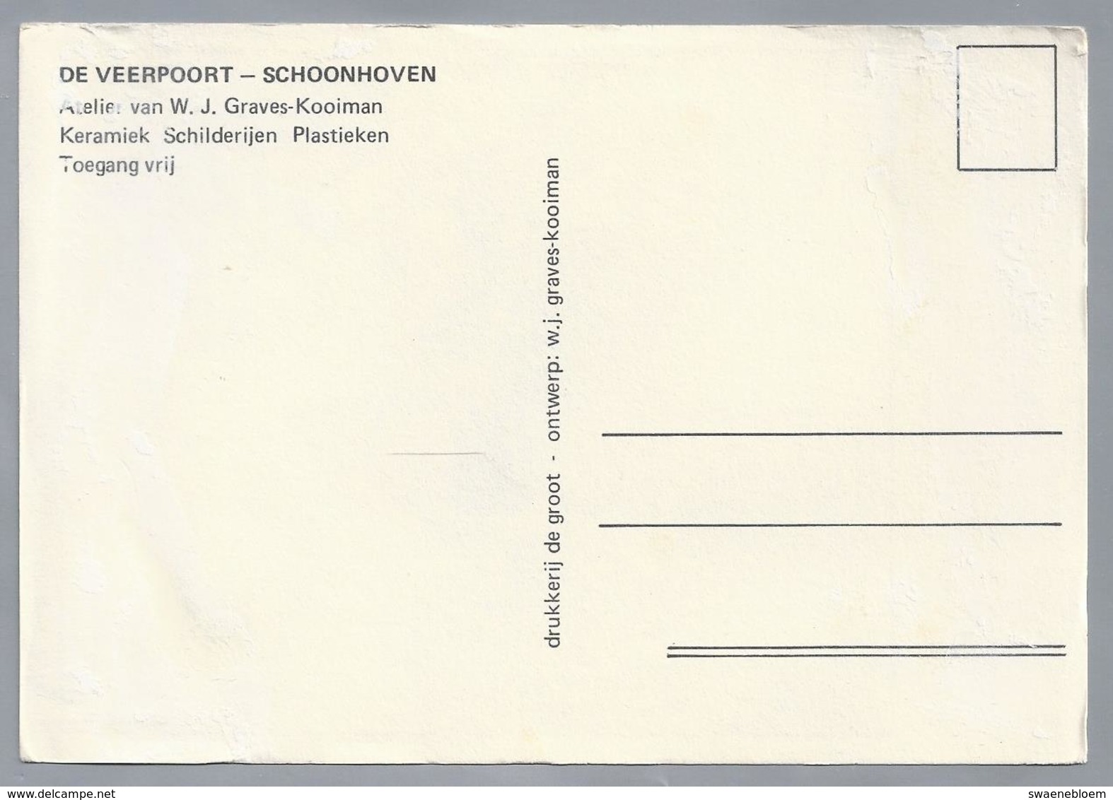 NL.- SCHOONHOVEN. DE VEERPOORT. Atelier Van W.J. Graves - Kooiman - Andere & Zonder Classificatie