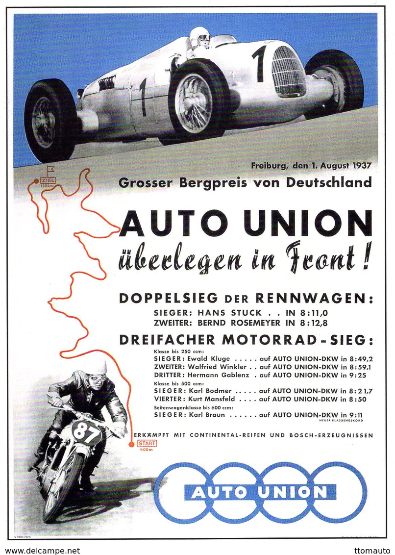 Grand Prix Freiburg  - 1937  -  Auto Union  -  Publicite  -  CPM - Grand Prix / F1