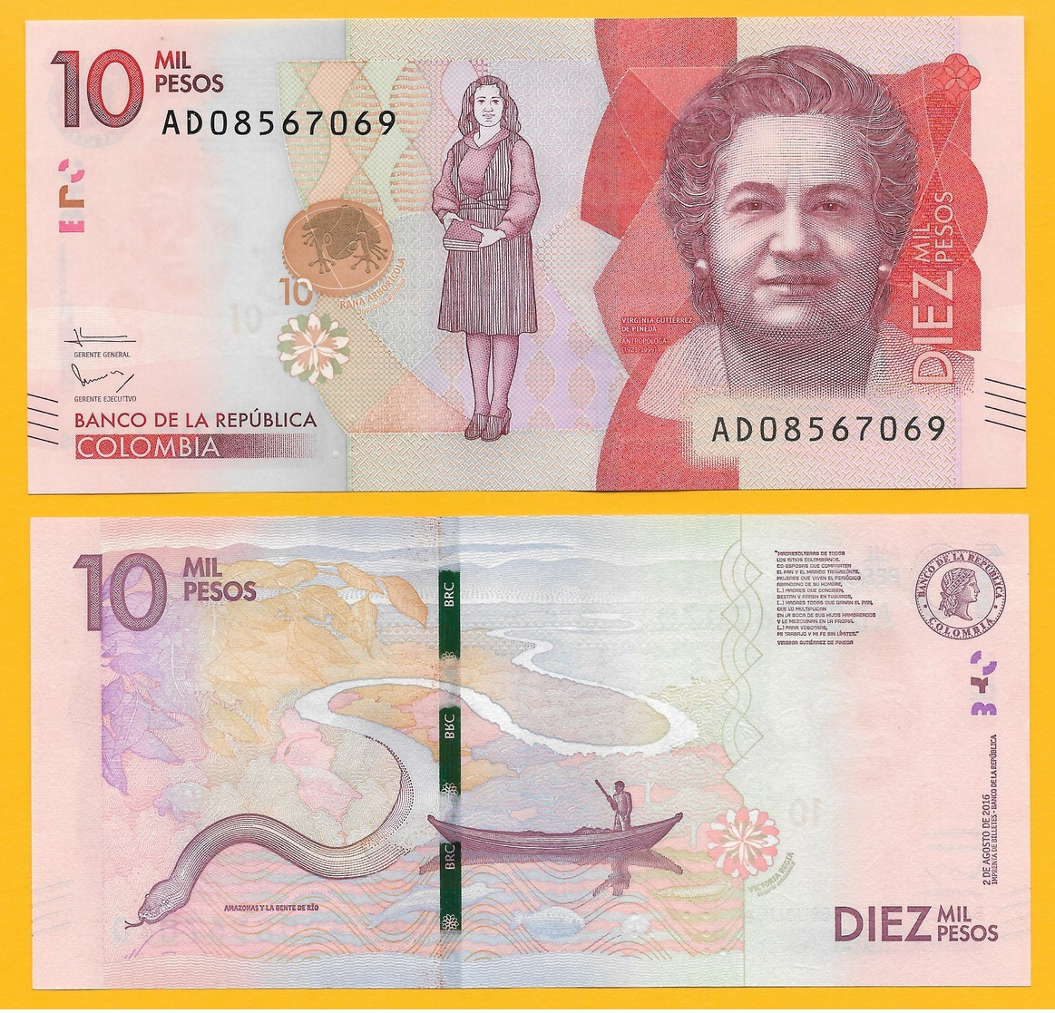 Colombia 10000 (10,000) Pesos P-460 2016 UNC - Colombia