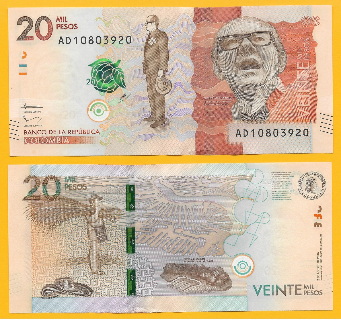 Colombia 20000 (20,000) Pesos P-461 2016 UNC - Colombia