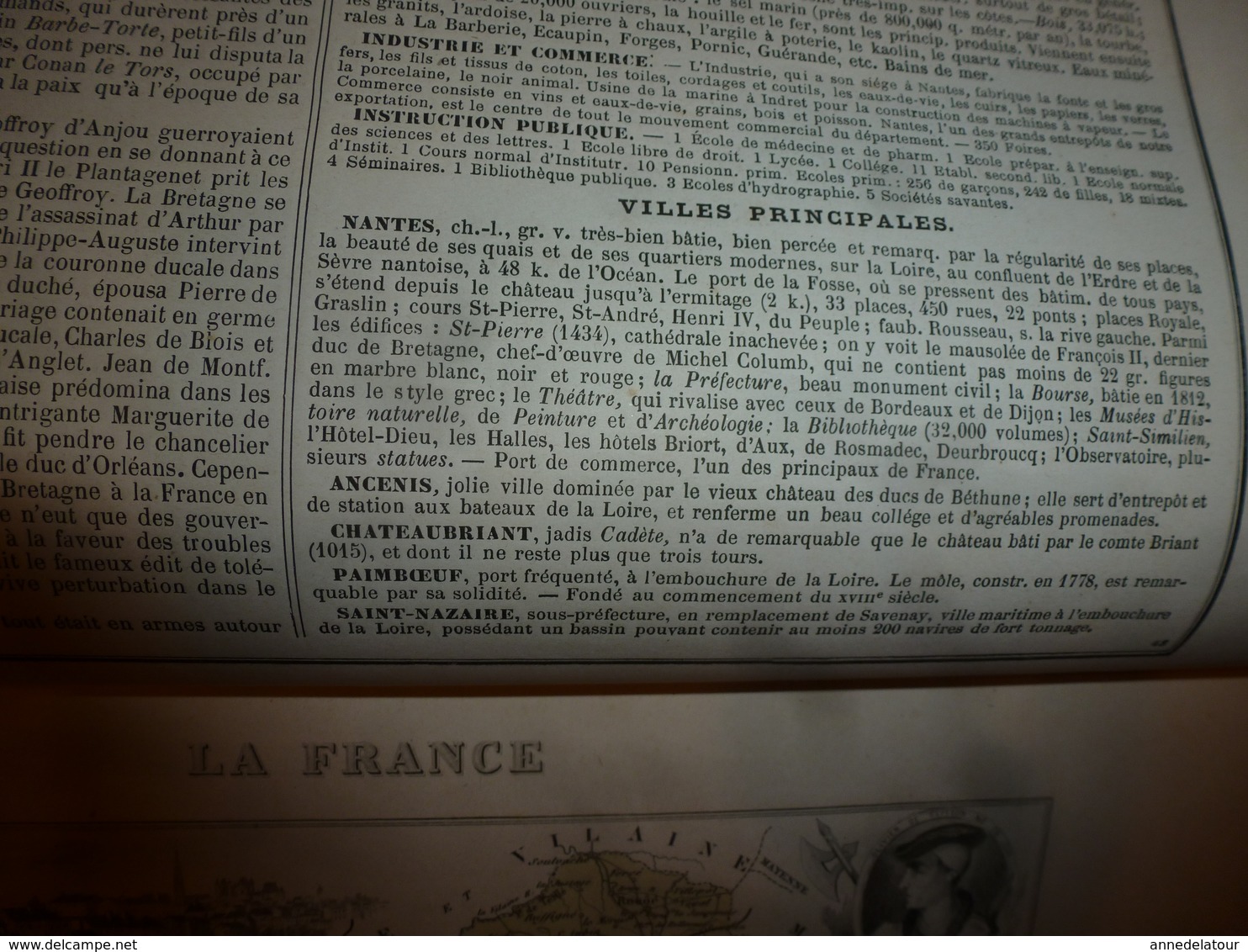 1880 Carte Géographique Et Descriptive De La LOIRE INFERIEURE (Nantes): Gravures Taille Douce - Migeon,géographe-éditeur - Cartes Géographiques