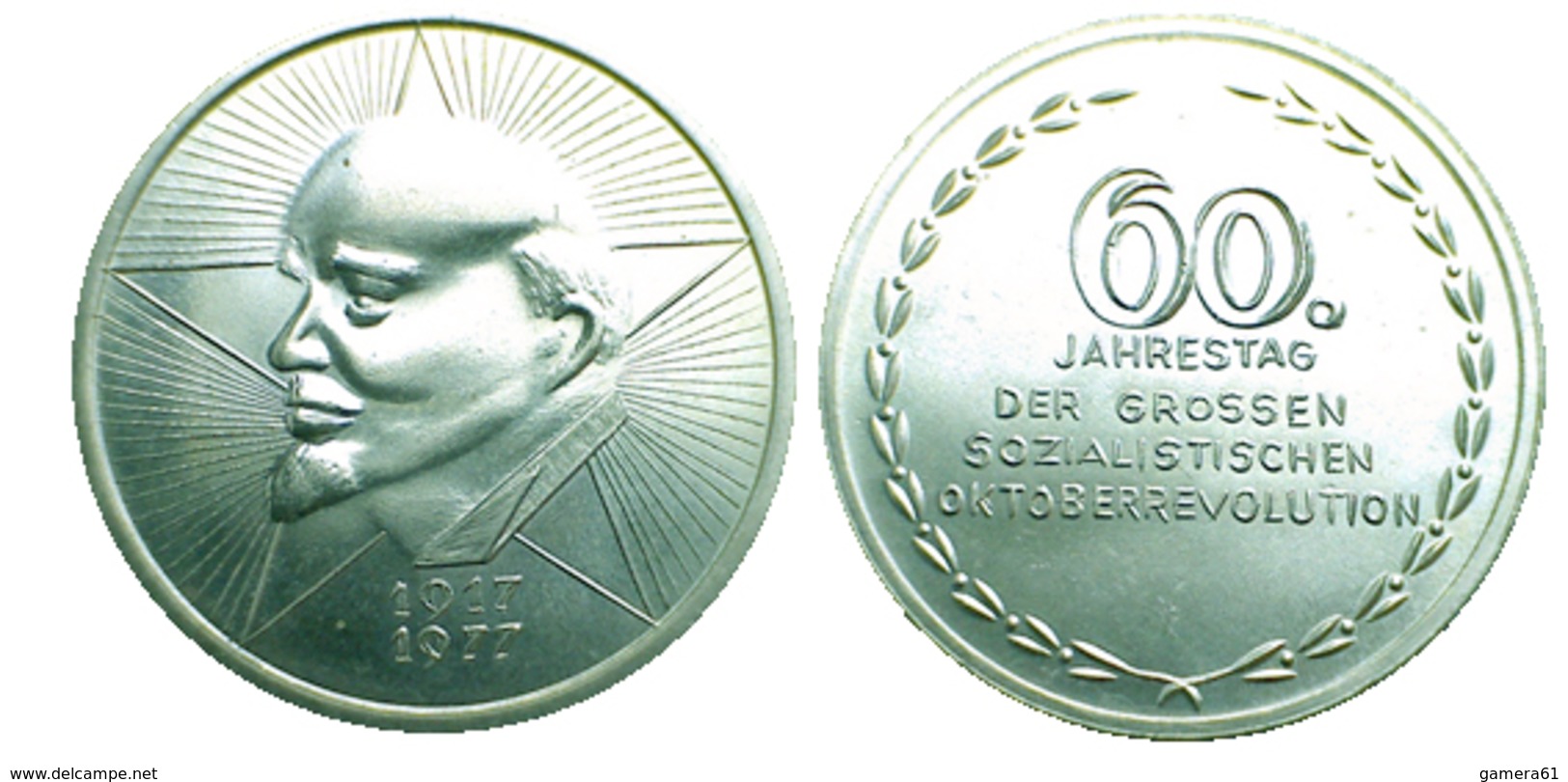 03092 MEDAGLIA MEDAL 60 JAHRESTAG DER GROSSE SOZIALKISTICHEN OKTOBER REVOLUTION 1917/1977 LENIN - Autres & Non Classés