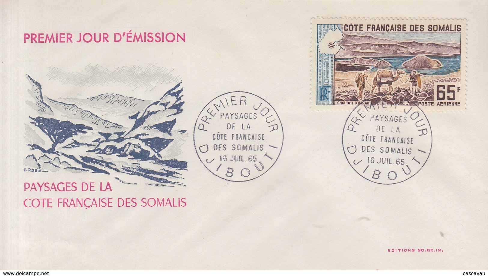 Enveloppe  FDC  1er  Jour  COTE  FRANCAISE  Des   SOMALIS    Paysages   1965 - Otros & Sin Clasificación