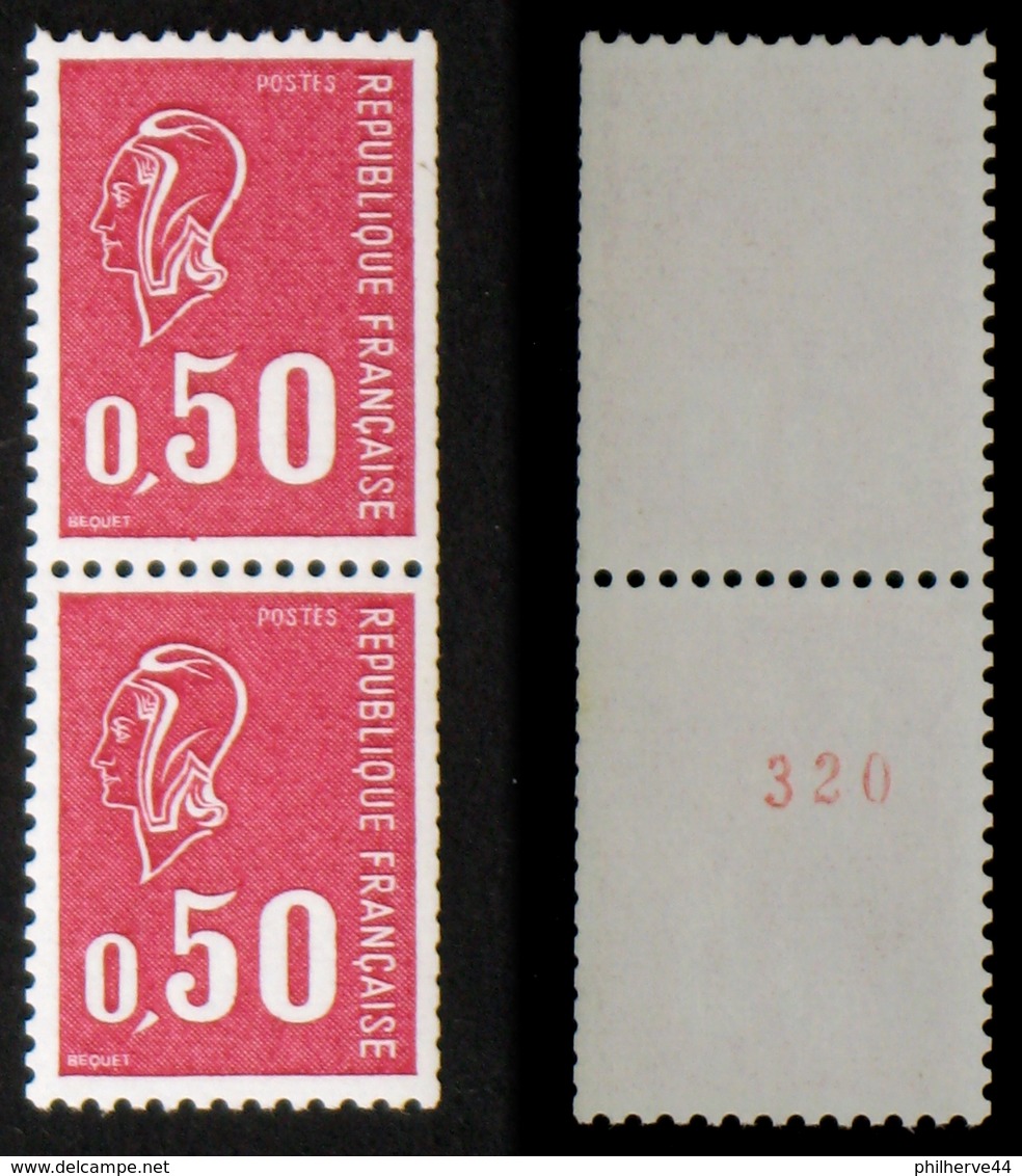 N° 1664a+b 50c BEQUET Roulette N° Rouge Neuf N** TB Cote 26€ - Coil Stamps