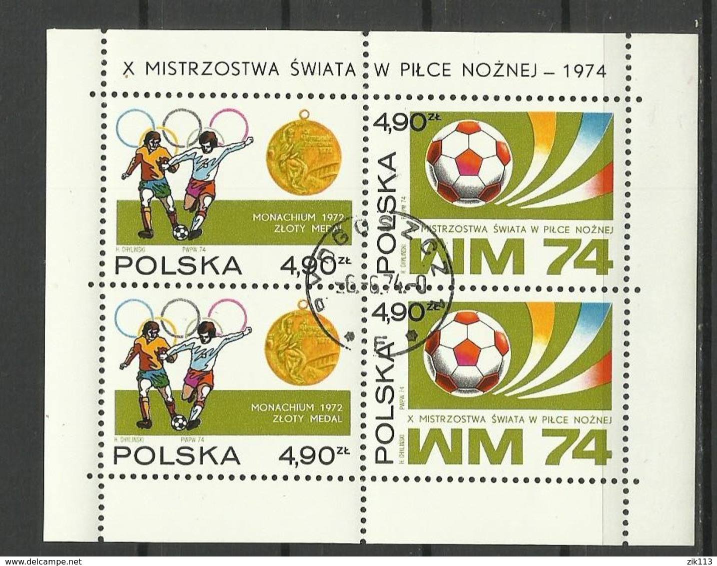 Poland 1974 - Soccer, Used - Blocks & Sheetlets & Panes