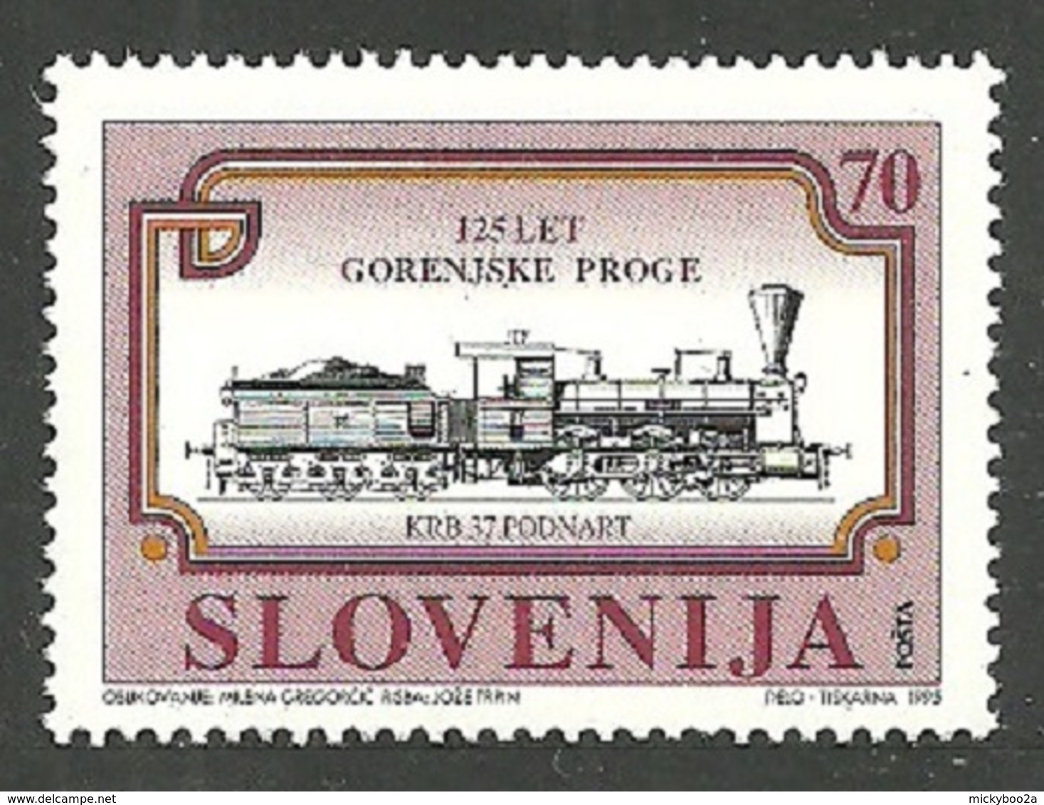 SLOVENIA 1995 TRAINS RAILWAYS CENTENARY SET MNH - Slovenia